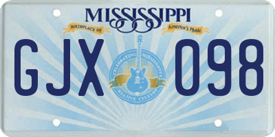 MS license plate GJX098