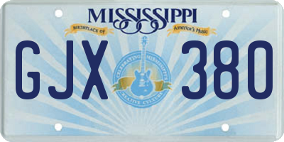 MS license plate GJX380