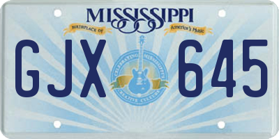 MS license plate GJX645