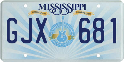 MS license plate GJX681