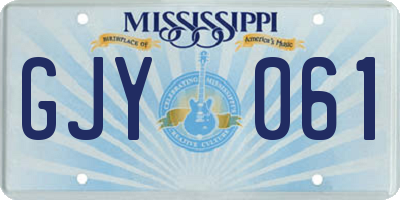 MS license plate GJY061