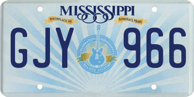 MS license plate GJY966