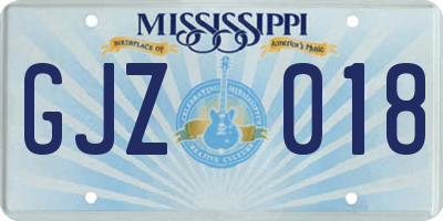 MS license plate GJZ018