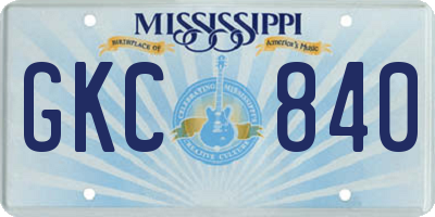 MS license plate GKC840