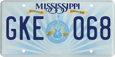 MS license plate GKE068