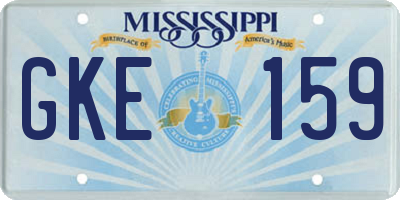 MS license plate GKE159