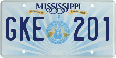 MS license plate GKE201