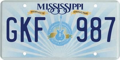 MS license plate GKF987