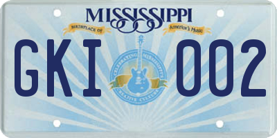 MS license plate GKI002