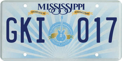 MS license plate GKI017