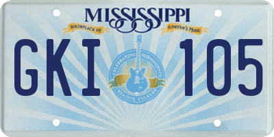 MS license plate GKI105