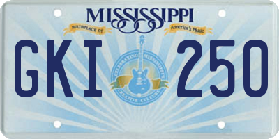 MS license plate GKI250