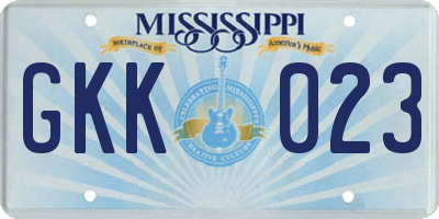 MS license plate GKK023