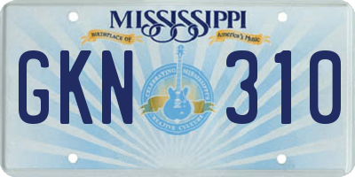 MS license plate GKN310