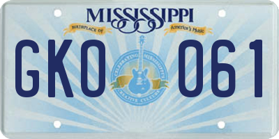 MS license plate GKO061