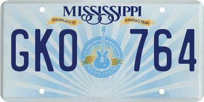 MS license plate GKO764