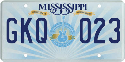 MS license plate GKQ023