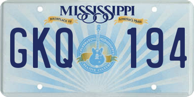 MS license plate GKQ194