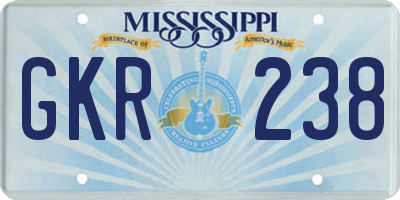MS license plate GKR238