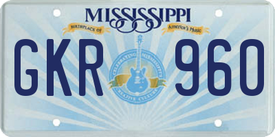 MS license plate GKR960
