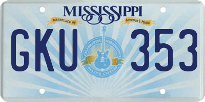 MS license plate GKU353