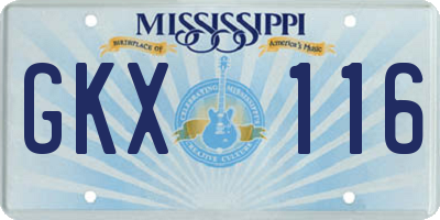 MS license plate GKX116