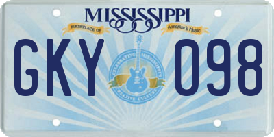 MS license plate GKY098
