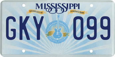 MS license plate GKY099