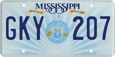MS license plate GKY207