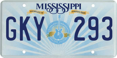 MS license plate GKY293