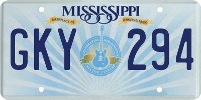 MS license plate GKY294