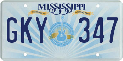 MS license plate GKY347