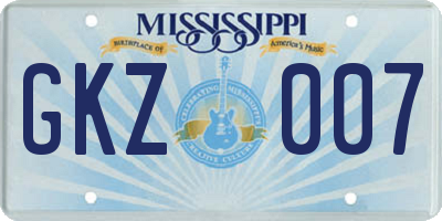 MS license plate GKZ007