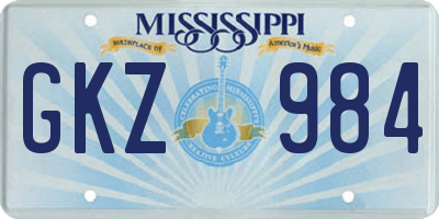 MS license plate GKZ984