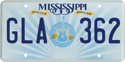 MS license plate GLA362