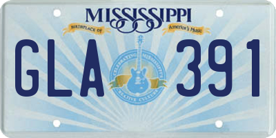 MS license plate GLA391