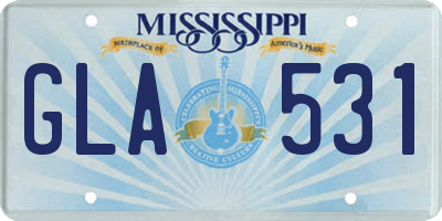 MS license plate GLA531