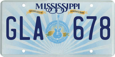 MS license plate GLA678