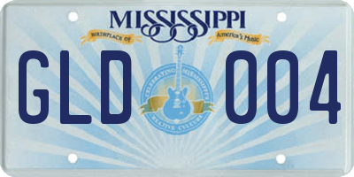MS license plate GLD004
