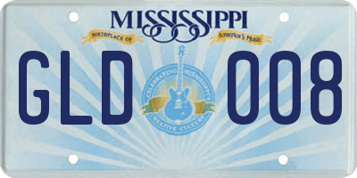 MS license plate GLD008