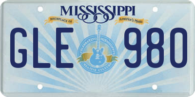 MS license plate GLE980