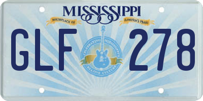 MS license plate GLF278