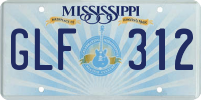 MS license plate GLF312