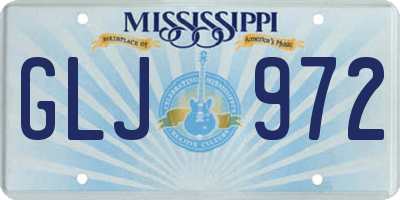 MS license plate GLJ972