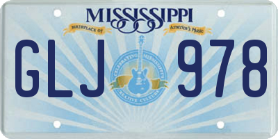 MS license plate GLJ978