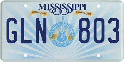 MS license plate GLN803
