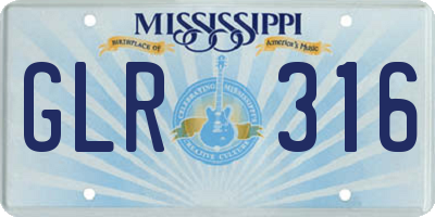 MS license plate GLR316