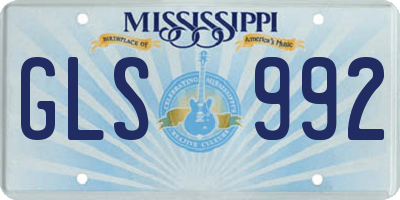 MS license plate GLS992
