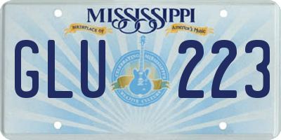MS license plate GLU223