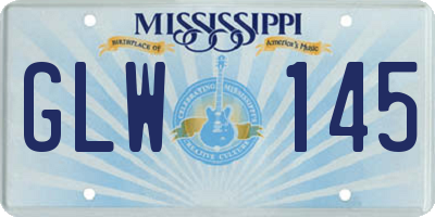 MS license plate GLW145